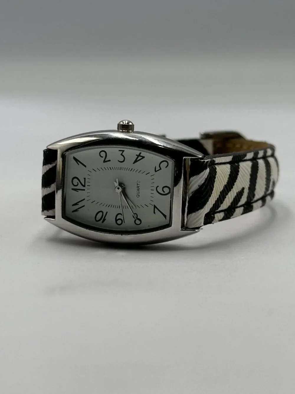 3/$30 Zebra Watch Women Animal Print Black White Faux Leather Band 8”
